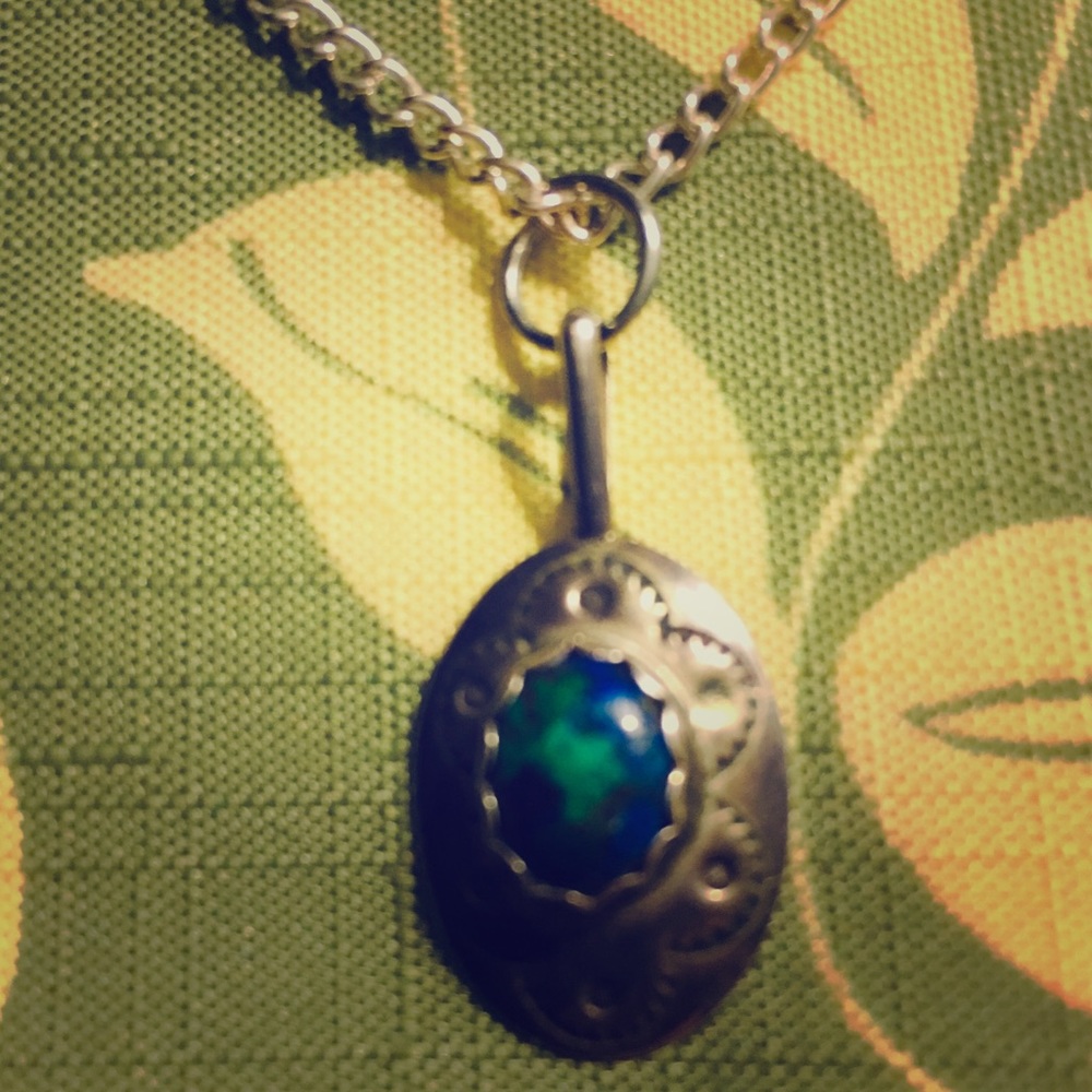 LJM vintage .925 Sterling and Turquoise Necklace